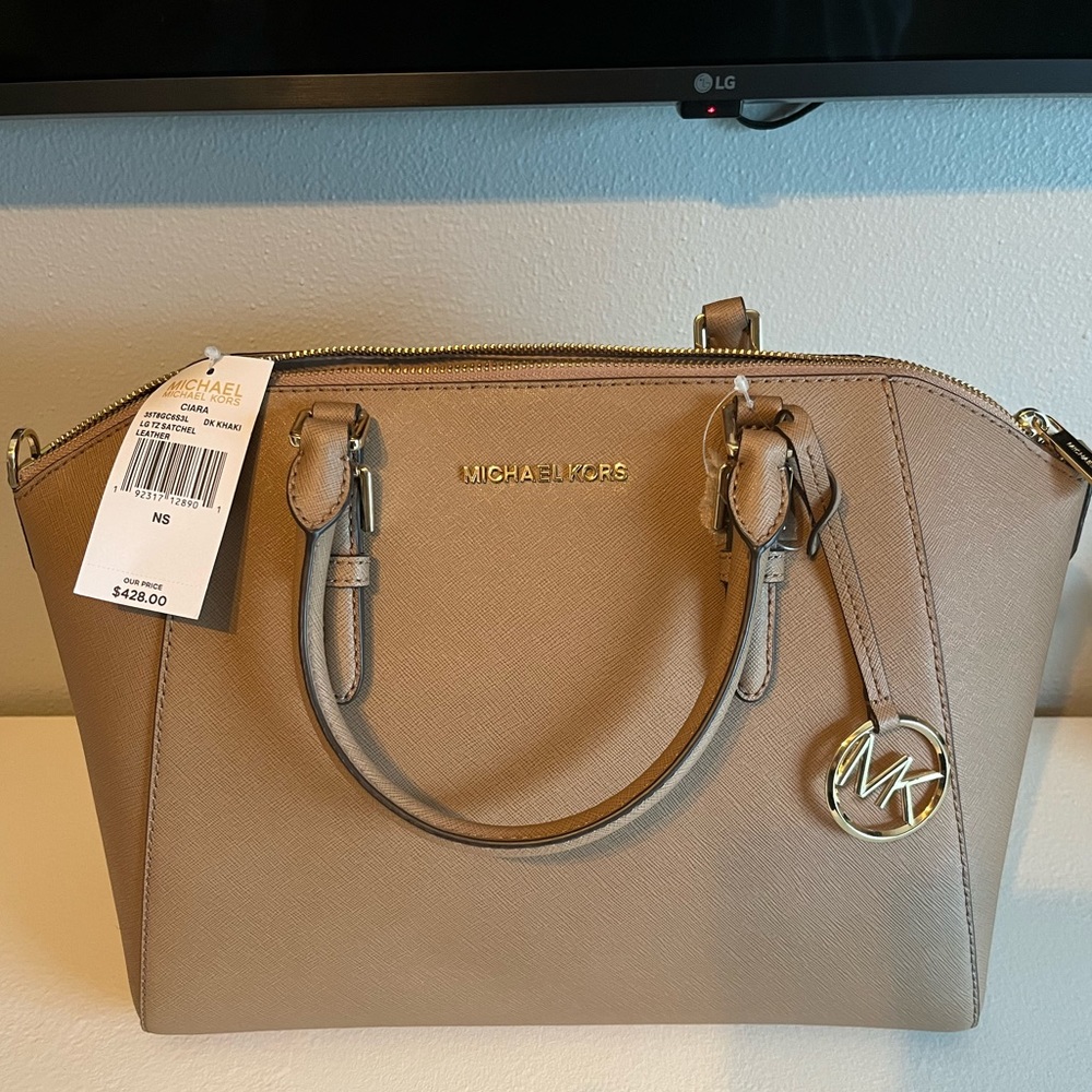 NWT Michael Kors Ciara satchel/crossbody in Dark Khaki